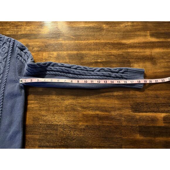 LL Bean Women's Medium Sweater Cable Knit 100% Cotton Pullover Crewneck - Picture 6 of 8